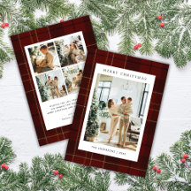 Klassisches Festtags-Rotkariert 5-Foto-Weihnachten