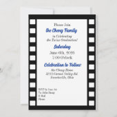 Klassisches Filmthema mit Blue Twin Abschluss Einladung (Rückseite)