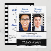 Klassisches Filmthema mit Blue Twin Abschluss Einladung (Vorne/Hinten)