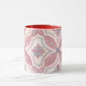 Klassisches Fliesenmuster Rot, Blau und Rosa Retro Tasse (Zentrum)
