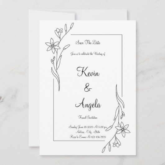 Klassisches Floral Elegant Save the Date Weeding Einladung (Vorderseite)