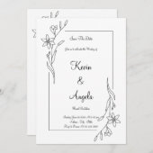 Klassisches Floral Elegant Save the Date Weeding Einladung (Vorne/Hinten)