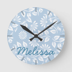 Klassisches Floral Muster - Wählen Sie Ihre Farbe Runde Wanduhr