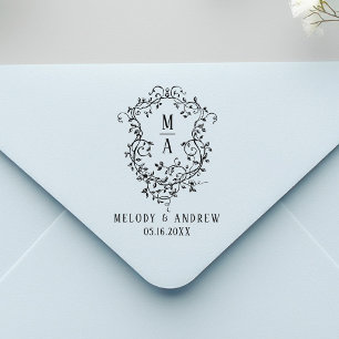 Klassisches florales Wappen Hochzeit Gummistempel