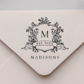 Klassisches florales Wappen-Monogramm Permastempel