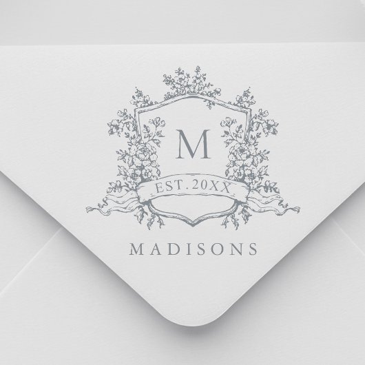 Klassisches florales Wappen-Monogramm Permastempel