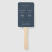 Klassisches formales Hochzeitsprogramm für Blaue M Fächer (Rückseite)