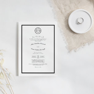 Klassisches formelles schwarzes weißes Hochzeitsmo Einladung