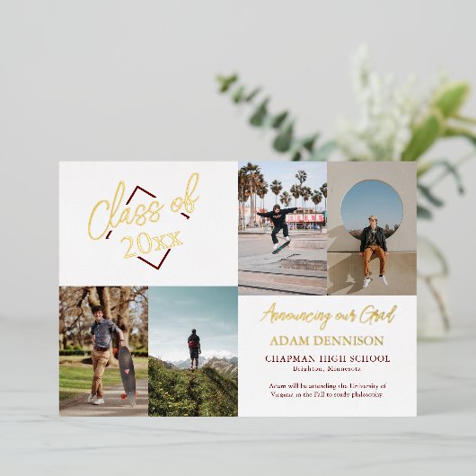 Klassisches Foto Abschluss Folieneinladung (Stehend vorne)