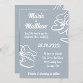 Klassisches Foto Blauer Grauer Blumenzauber Einlad Einladung (Vorne/Hinten)