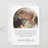 Klassisches Foto der Hochzeit Dankeskarte (Rückseite)