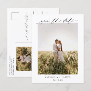 Klassisches Foto Elegante Hochzeit Merkt Euch den Postkarte