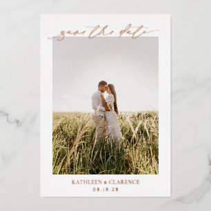 Klassisches Foto Elegante Hochzeit Save the Date Folieneinladung