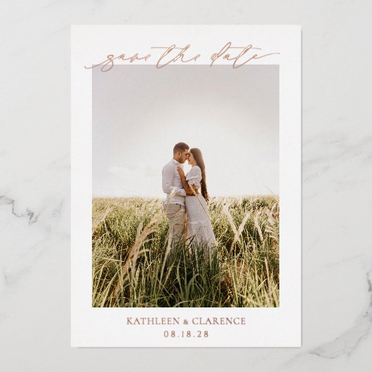 Klassisches Foto Elegante Hochzeit Save the Date Folieneinladung (Vorderseite)