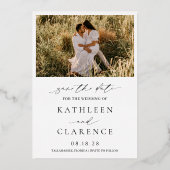 Klassisches Foto Elegante Hochzeit Save the Date Folieneinladung (Rückseite)