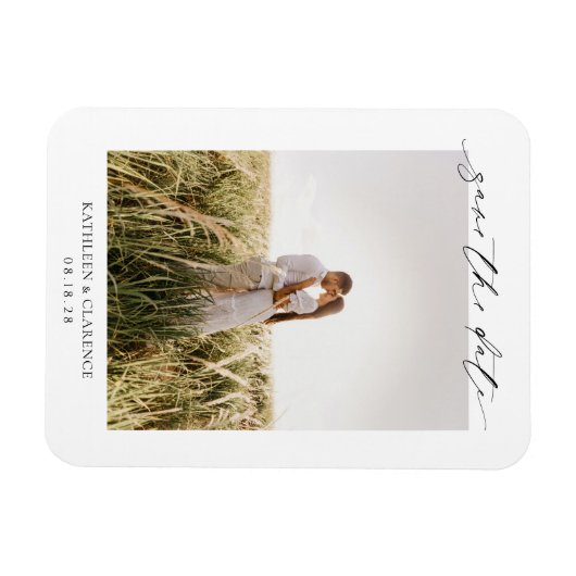 Klassisches Foto Elegante Hochzeit Save the Date Magnet (Horizontal)
