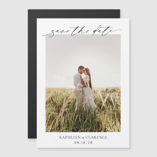 Klassisches Foto Elegante Hochzeit Save the Date Magneteinladung (Vorne/Hinten)