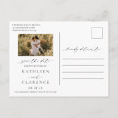 Klassisches Foto Elegante Hochzeit Save the Date Postkarte (Rückseite)