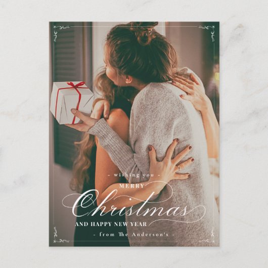 Klassisches Foto Frohe Weihnachten Glück Neujahr P Postkarte (Vorderseite)