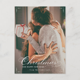 Klassisches Foto Frohe Weihnachten und ein glückli Postkarte