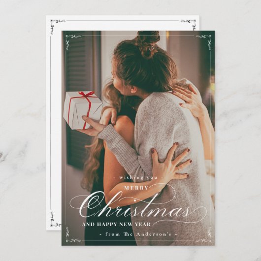 Klassisches Foto Frohe Weihnachts-Glückskarte für  (Vorne/Hinten)