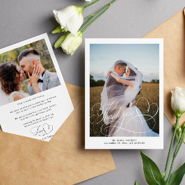 Klassisches Foto für Hochzeiten von Kalligrafien Dankeskarte