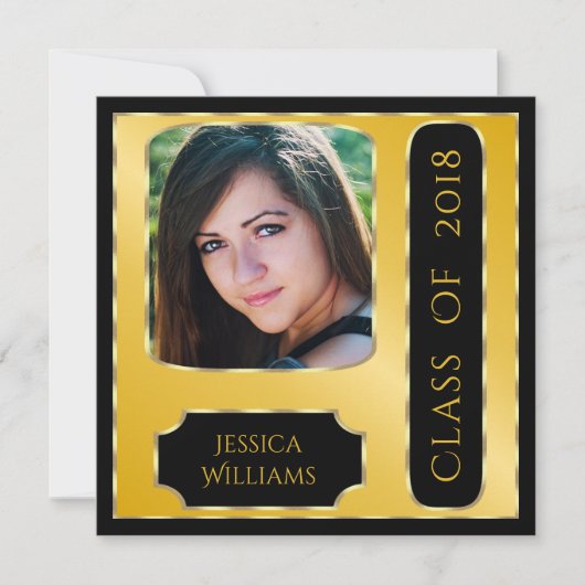 Klassisches Foto Gerahmter Abschluss Doppelseitig Einladung (Vorderseite)