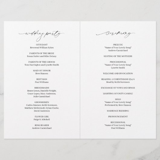 Klassisches Foto Hochzeitsprogramm (Rückseite)