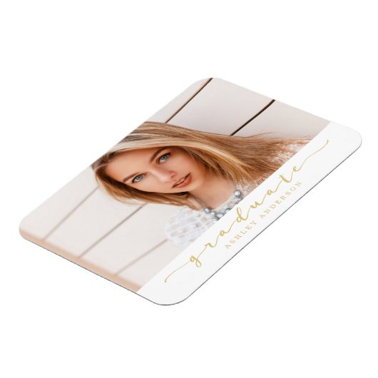 Klassisches Foto-Magnet für Weiß und Gold Abschlus Magnet (Linke Seite)