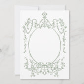 Klassisches Foto mit Blumenrahmen, grünes Hochzeit Einladung (Rückseite)