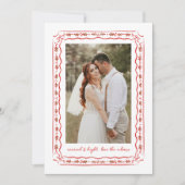 Klassisches Foto mit Holly Painted Rahmen Feiertagskarte (Vorderseite)