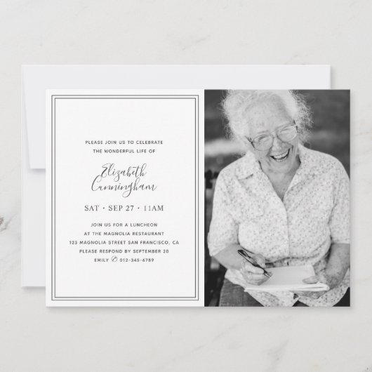 Klassisches Foto mit schlichter Elegant Einladung (Vorderseite)