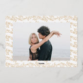 Klassisches Foto Monogram Wedding Gold Folieneinladung (Rückseite)