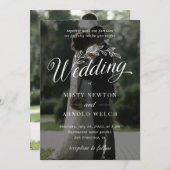 Klassisches Foto Rustikale Botanische Leaf-Hochzei Einladung (Vorne/Hinten)