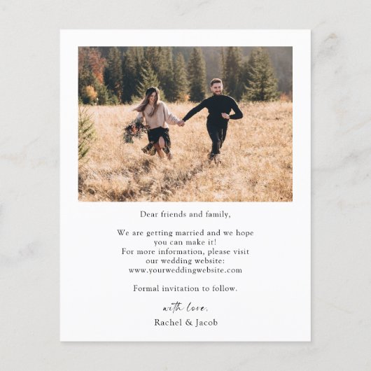 Klassisches Foto Save the Date Flyer (Hinten)