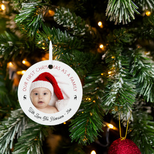 Klassisches Foto unseres ersten Weihnachtsfestes a Ornament Aus Metall