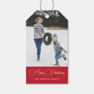 Klassisches Foto Weihnachten Rot Geschenkanhänger