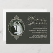 Klassisches Foto zum 50. Jubiläum Dunkle Einladung (Vorne/Hinten)