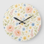 Klassisches französisches Blumenmuster des Shabby  Große Wanduhr (Vorderseite)