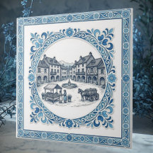 Klassisches französisches Cottagecore-Toile-Blau-B