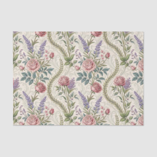 Klassisches französisches Rosen- und Lavendel-Blum Seidenpapier