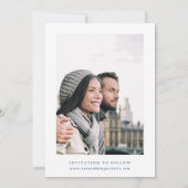 Klassisches französisches Viktorianisches Blue Flo Save The Date (Rückseite)