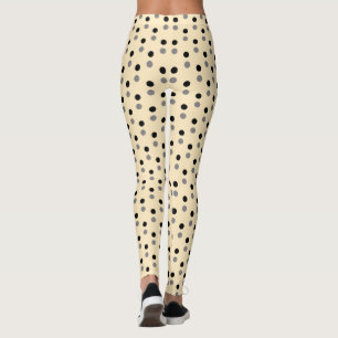 Klassisches Frauen-Beige-Grau-Schwarz-Punkte-Muste Leggings
