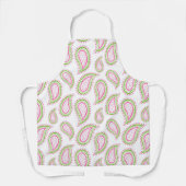 Klassisches Frauenrosa und grünes Paisley-Muster Schürze (Vorderseite)