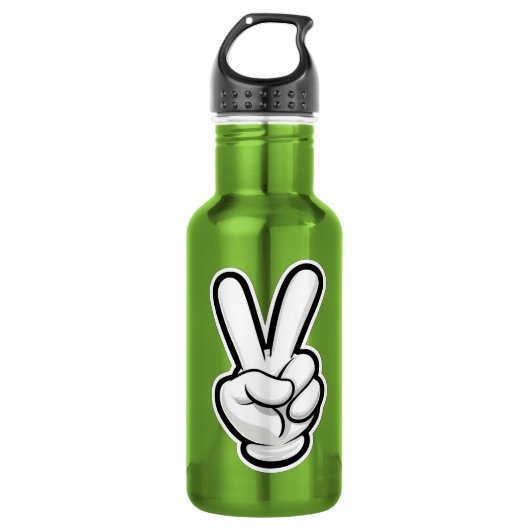 Klassisches Friedenshand-Symbol-Icon Edelstahlflasche (Vorderseite)