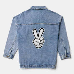 Klassisches Friedenshand-Symbol-Icon Jeansjacke