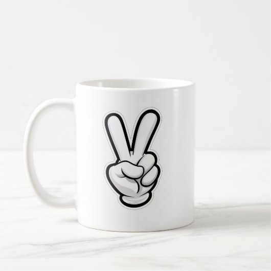 Klassisches Friedenshand-Symbol-Icon Kaffeetasse (Links)