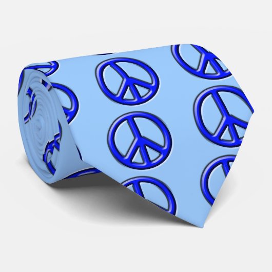 Klassisches Friedenszeichen, blau Krawatte (Gerollt)