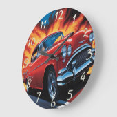 Klassisches frisierte Auto, das die offene Autobah Große Wanduhr (Winkel)