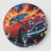 Klassisches frisierte Auto, das die offene Autobah Große Wanduhr (Vorderseite)